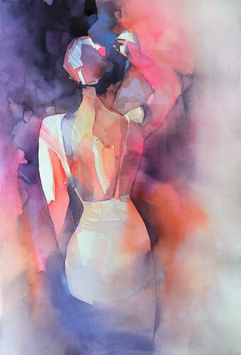 Frau in Rückenansicht by Angela Tatli, Painting for Sale on Select