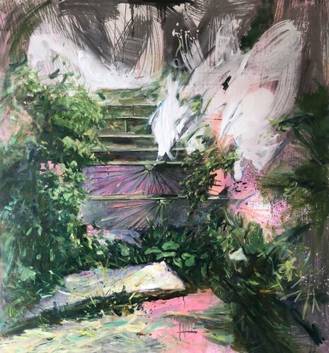 Stairs in garden by Valeriya Tarasenko, Painting for Sale on Select