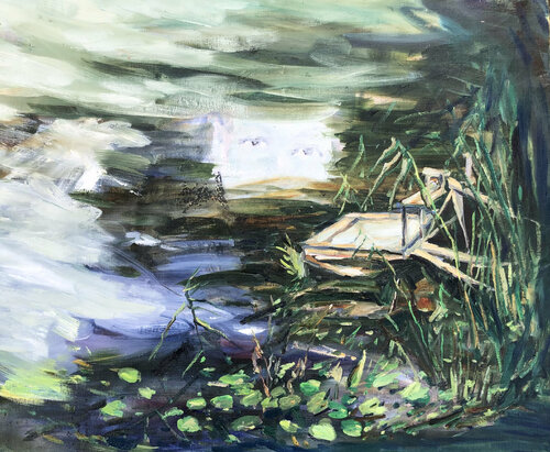 Nikolay Ivanovich's  place for fishing by Valeriya Tarasenko, Painting for Sale on Select