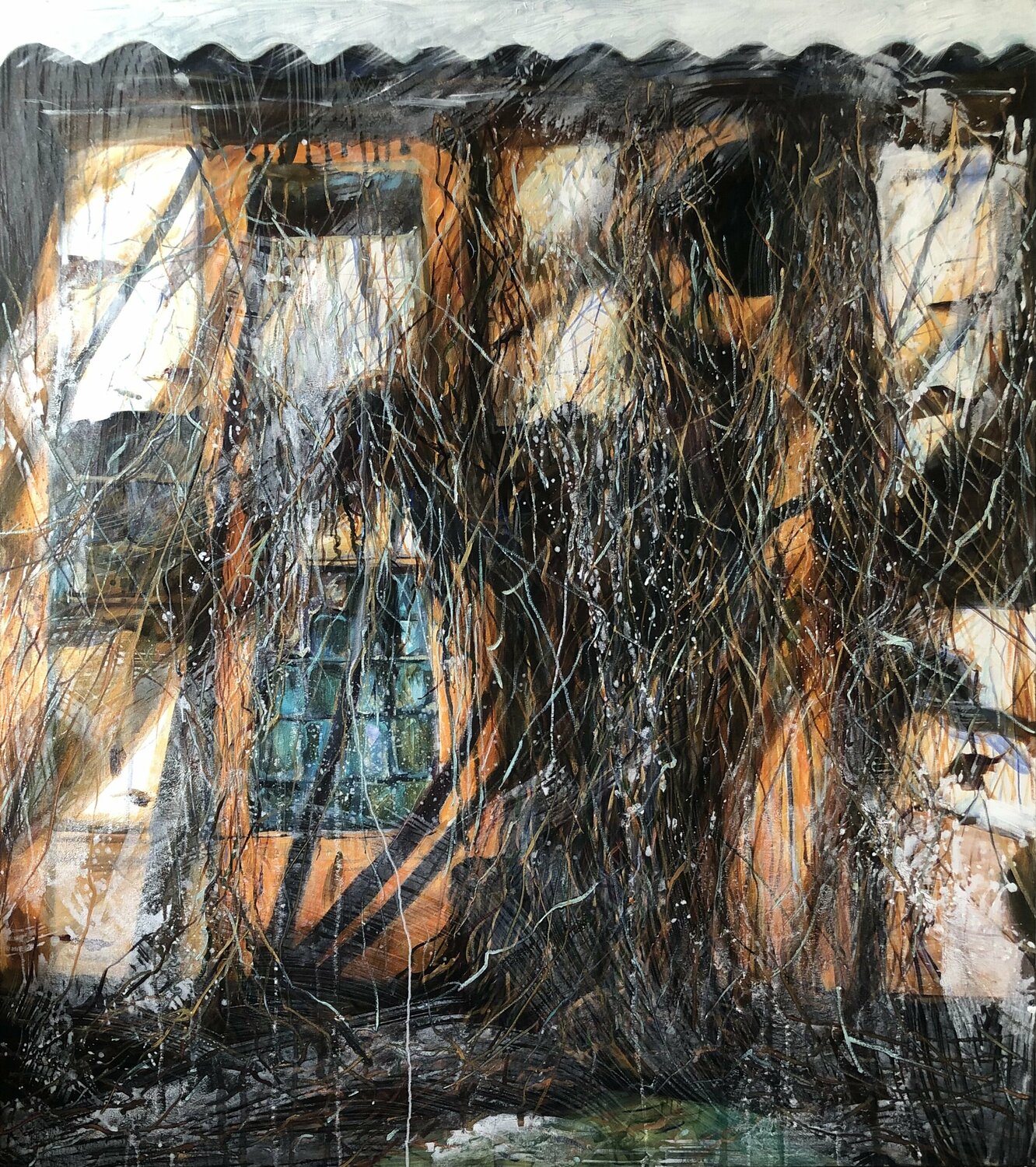 Wild grapes on the house Valeriya Tarasenko Original painting for sale