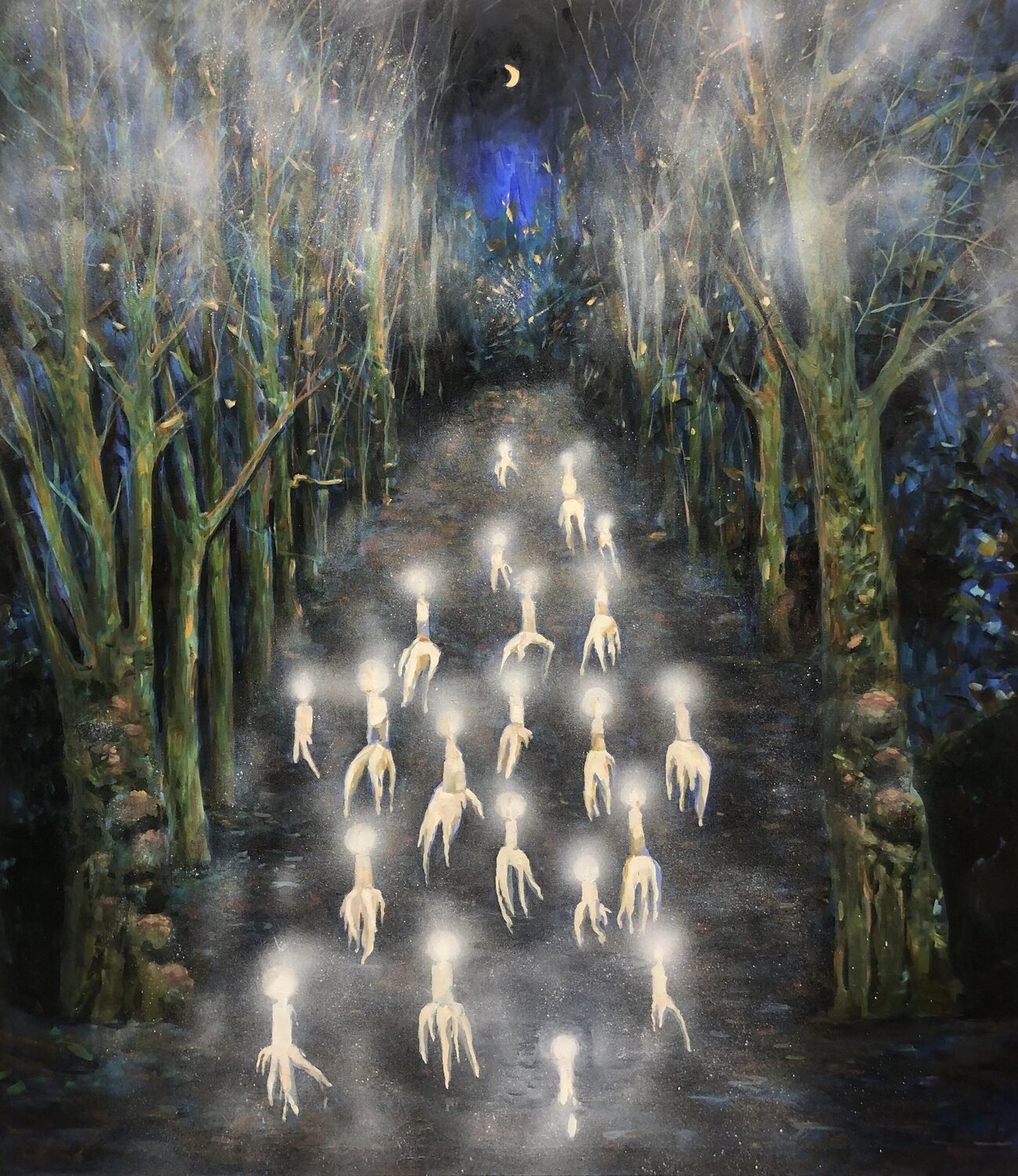 Night at park Valeriya Tarasenko Original painting for sale