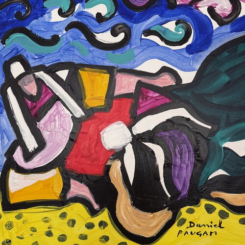 2 femmes près des vagues by Daniel PAUGAM, Painting for Sale on Select