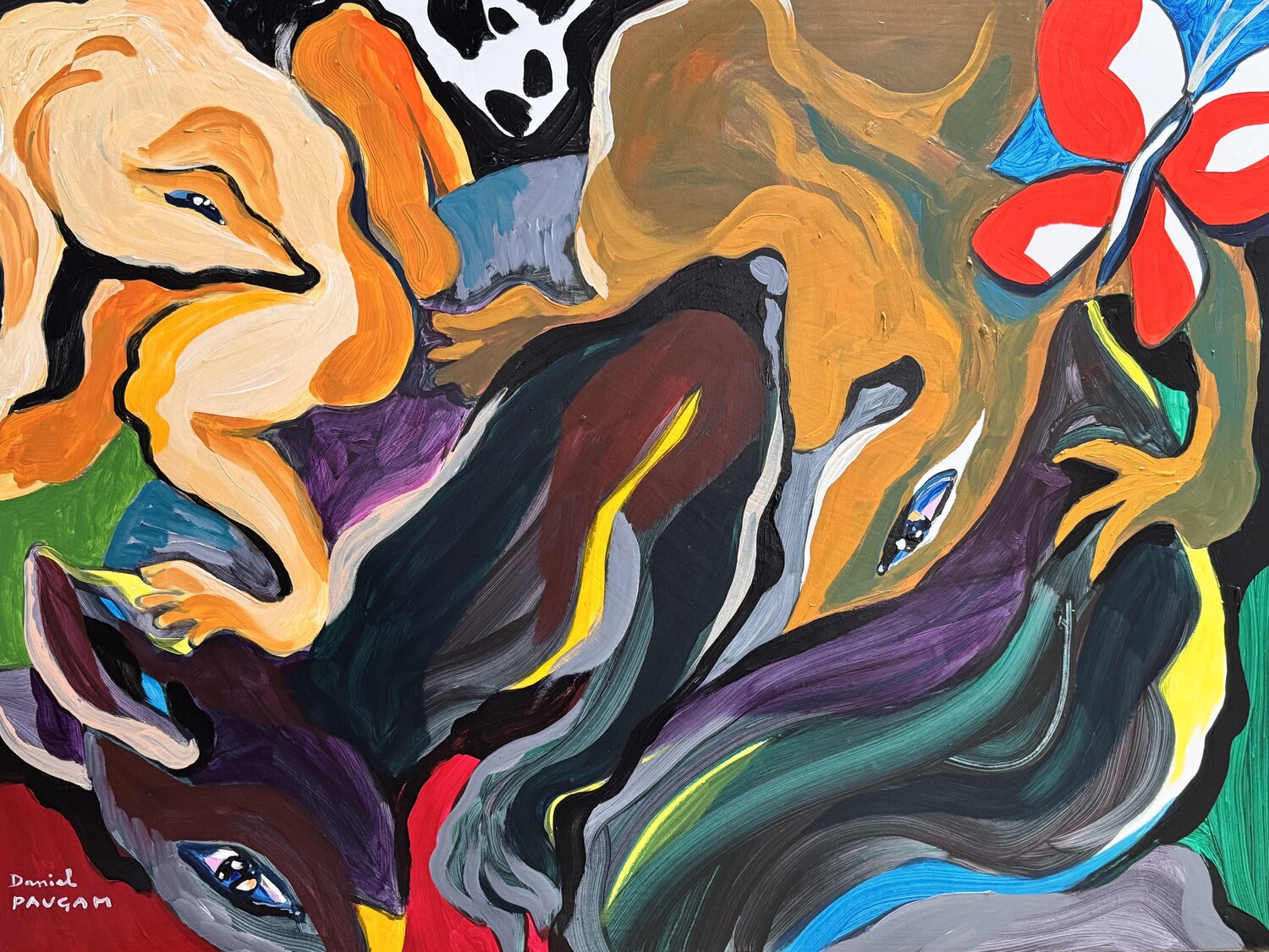 Les deux petits curieux Daniel PAUGAM Original painting for sale