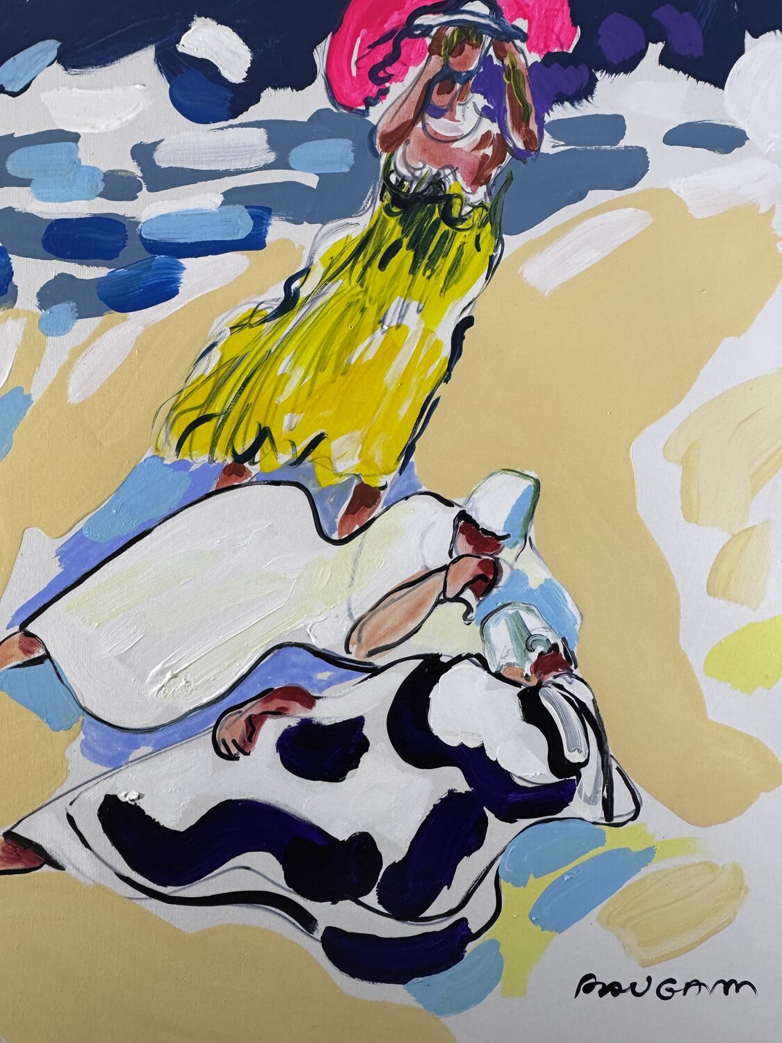 L’ombrelle rose Daniel PAUGAM Original painting for sale