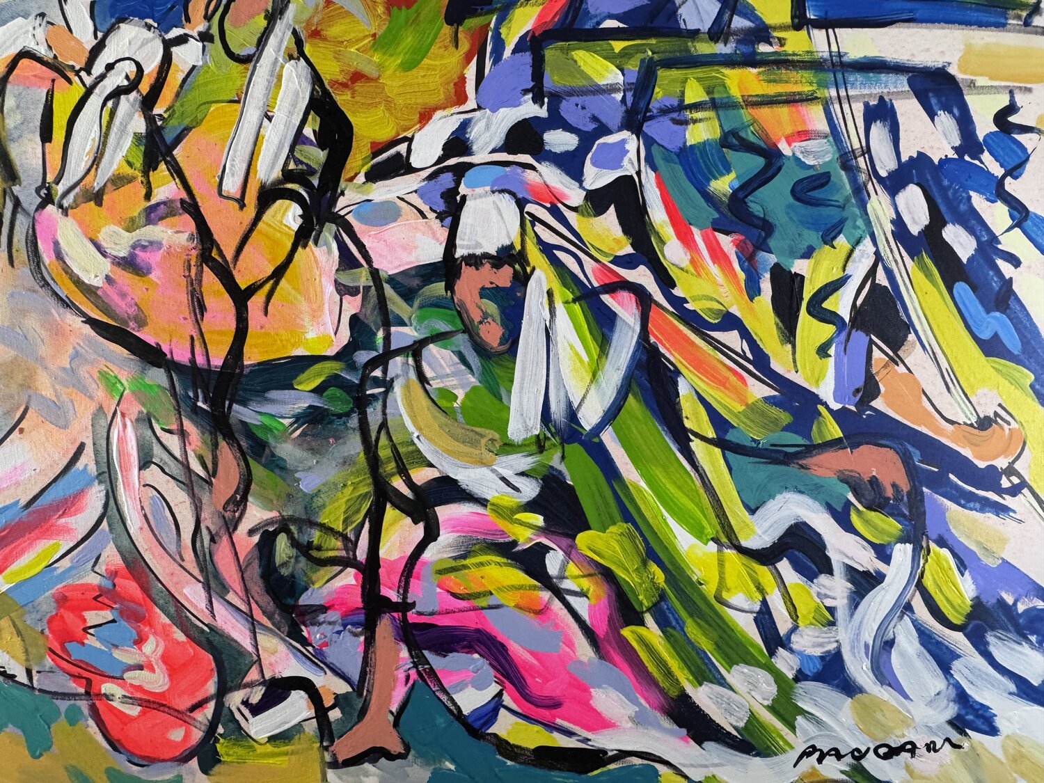 Les bateaux bien amarrés Daniel PAUGAM Original painting for sale