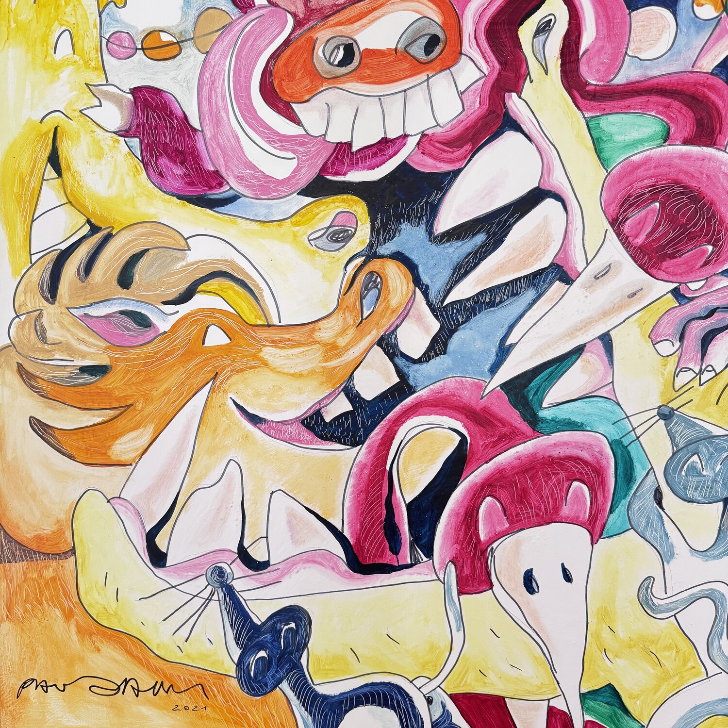Les lèche - lunes en goguette Daniel PAUGAM Original painting for sale