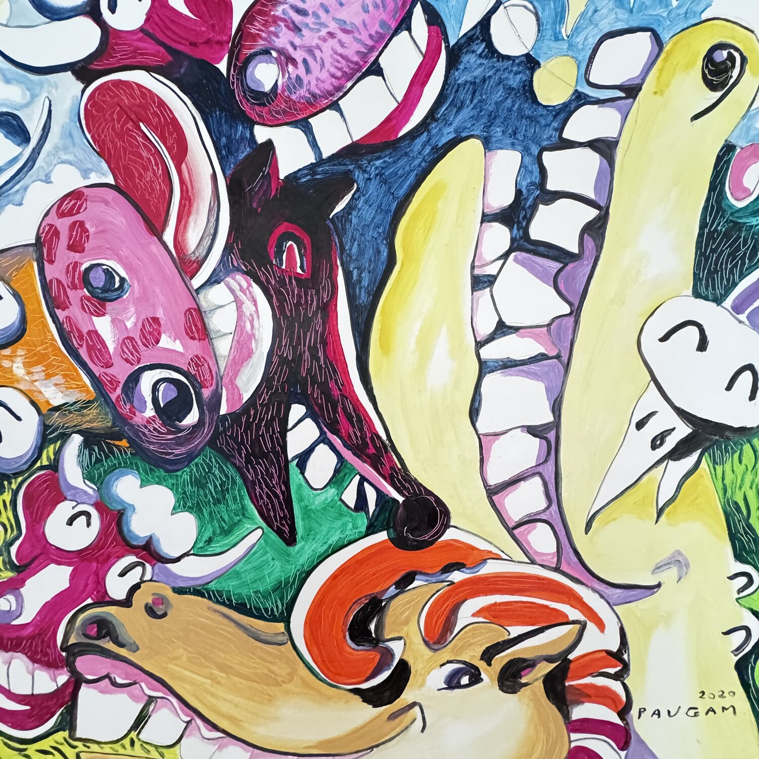 Les lèche - lunes heureux Daniel PAUGAM Original painting for sale