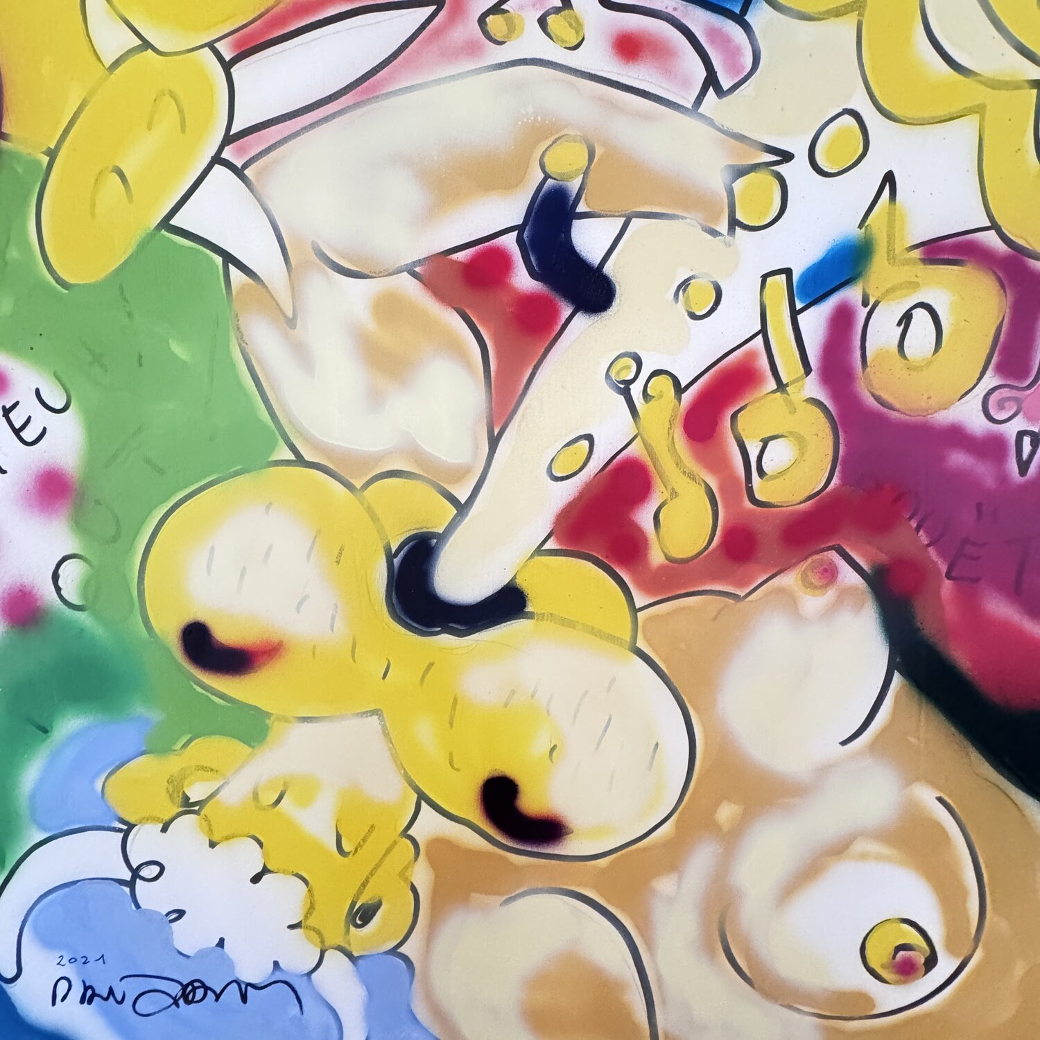 Vache soufflant dans un troncornet Daniel PAUGAM Original painting for sale