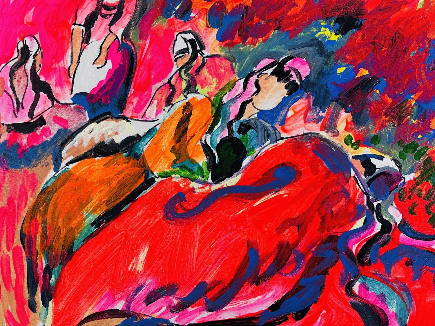 La sieste rouge Daniel PAUGAM Original painting for sale