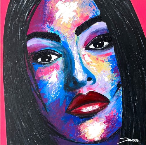 beautiful face - Frauenporträt gespachtelt by Jane Dawson, Painting for Sale on Select