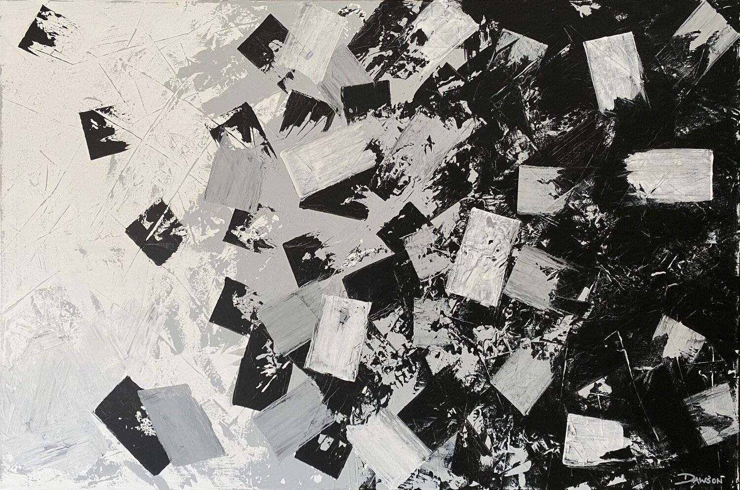 black and white V Jane Dawson Original painting for sale