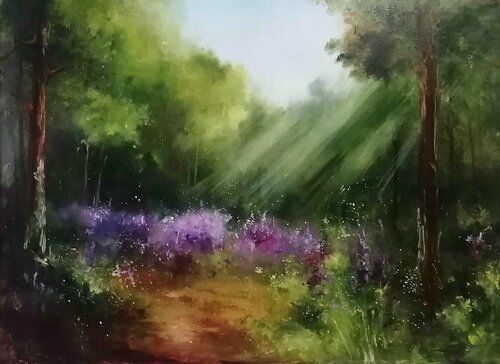 Forest glade by Galina Kolomenskaya, Painting for Sale on Select