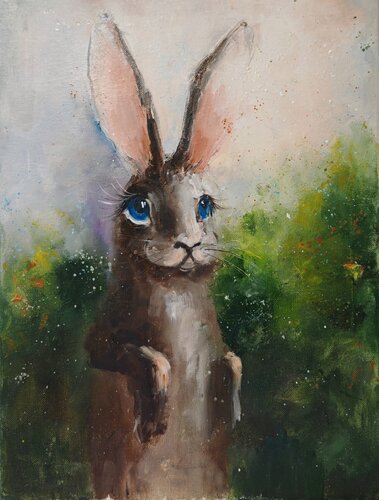 Serious Rabbit by Galina Kolomenskaya, Painting for Sale on Select