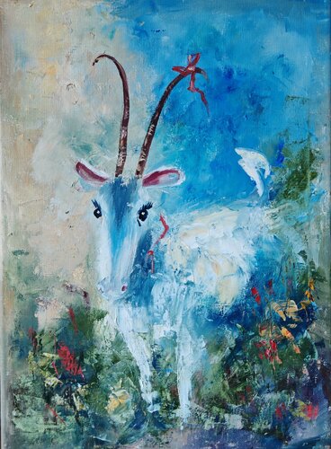 Mischievous Goat by Galina Kolomenskaya, Painting for Sale on Select