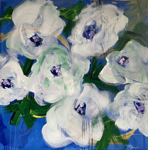 Flowers in heaven by Ajten Ramadani, Painting for Sale on Select