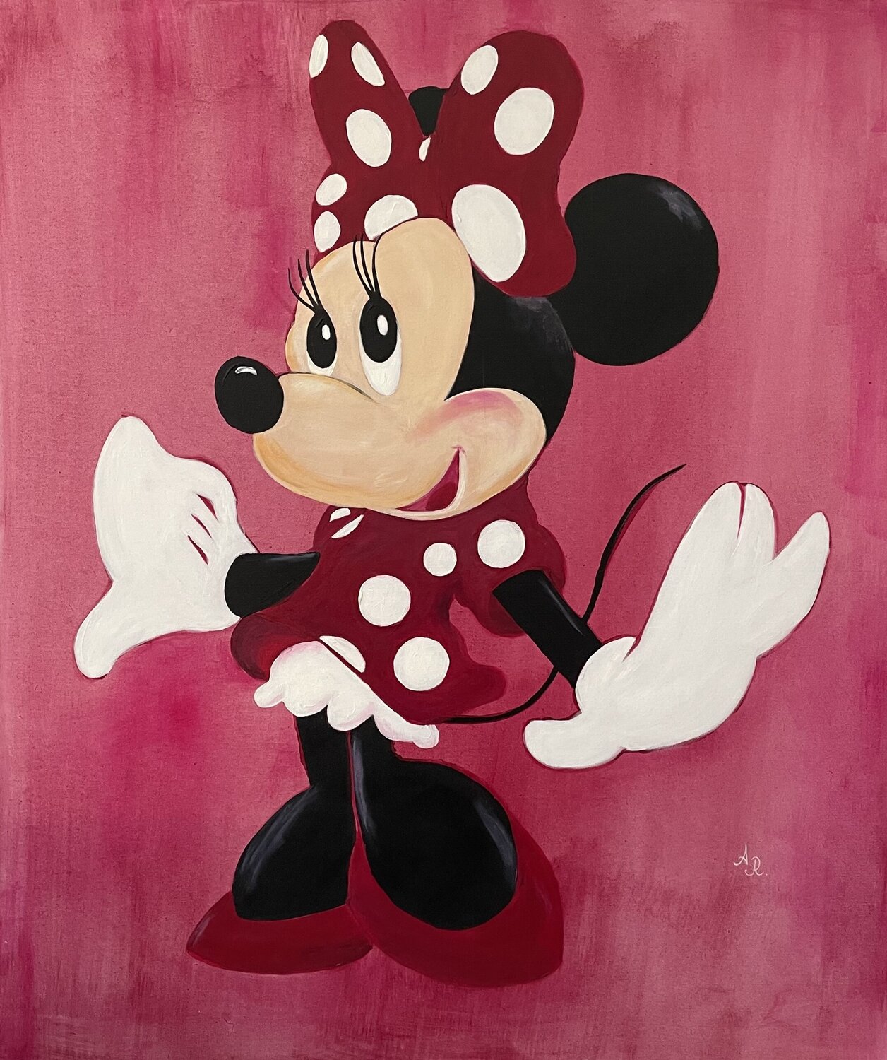 Minnie Mouse in her best dress Ajten Ramadani Original painting for sale