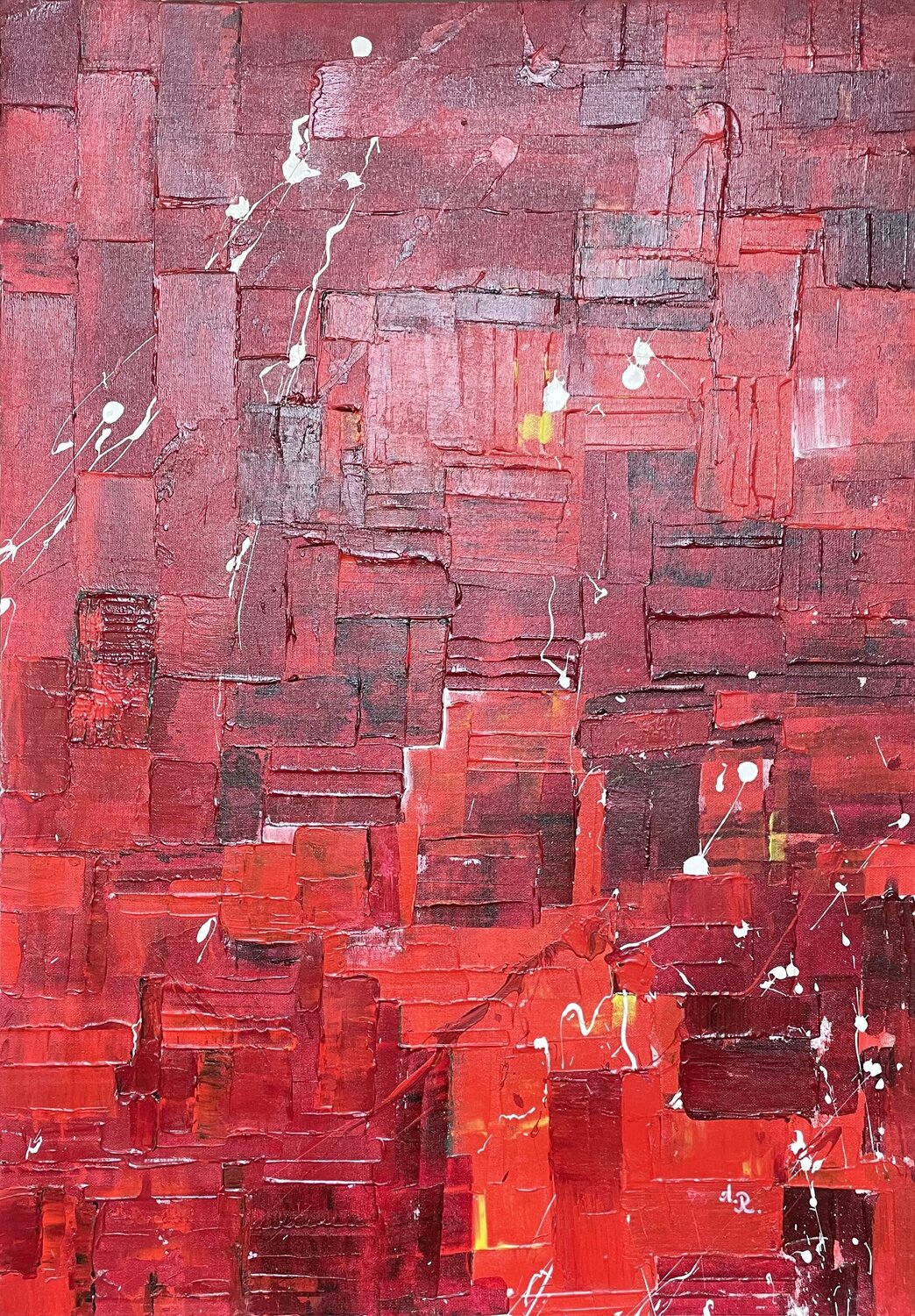 Red abstraction Ajten Ramadani Original painting for sale