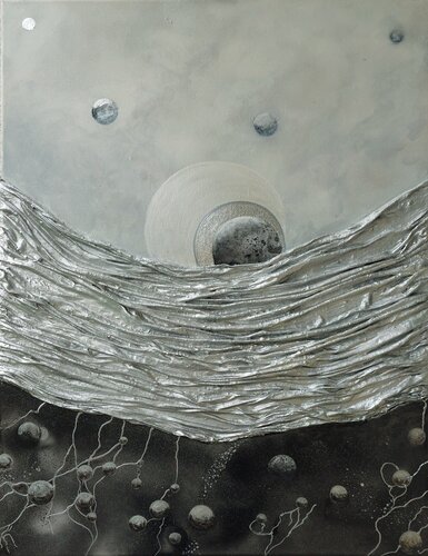3D Abstrakt Schwarz und Silber by Irene Mitawski, Painting for Sale on Select
