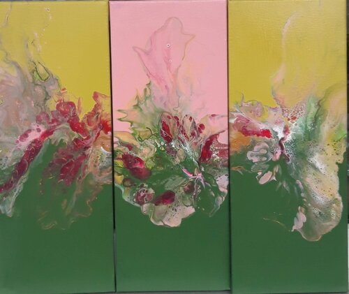 Triptychon "Flora" by Irene Mitawski, Painting for Sale on Select