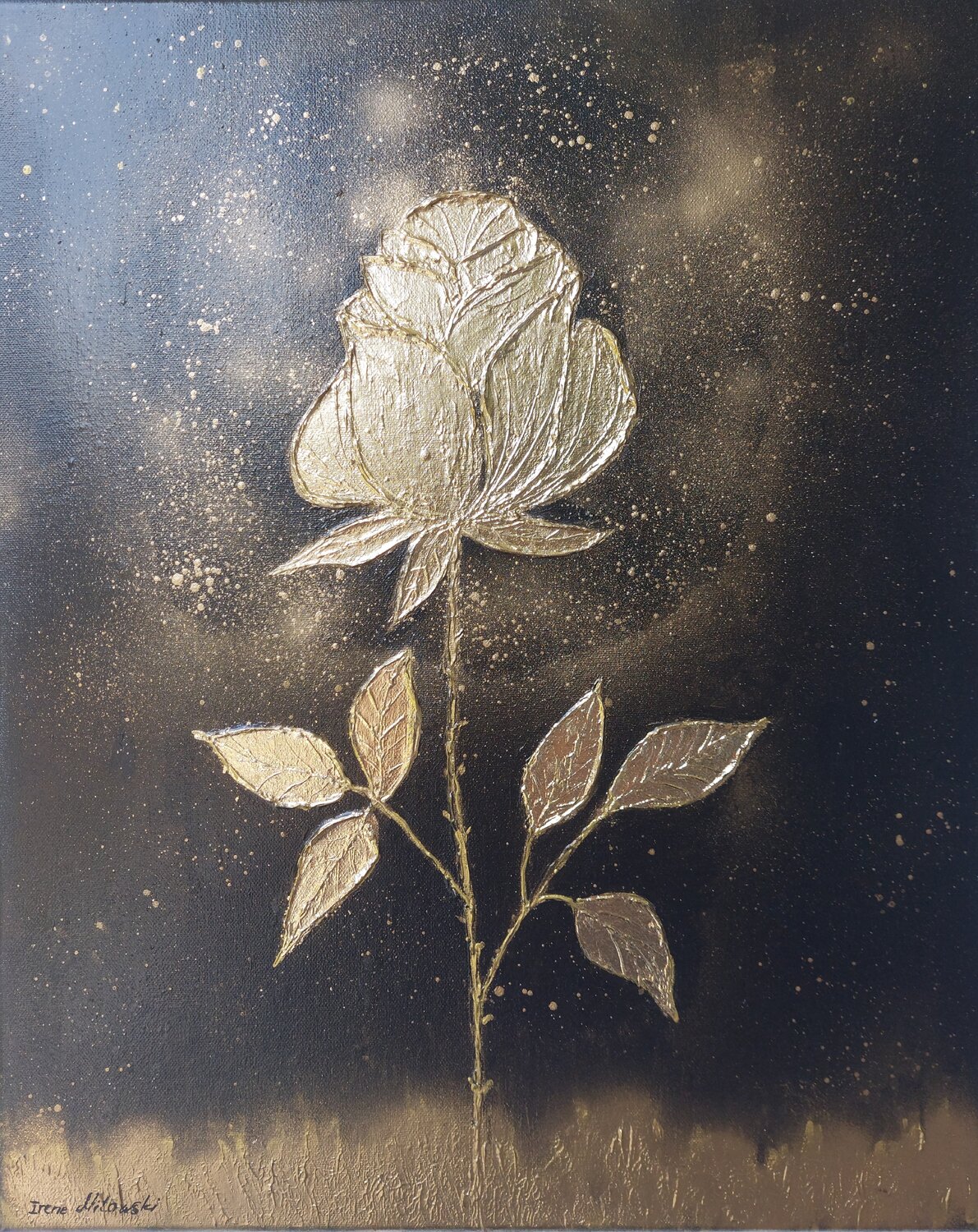 Goldene Rose Irene Mitawski Original painting for sale