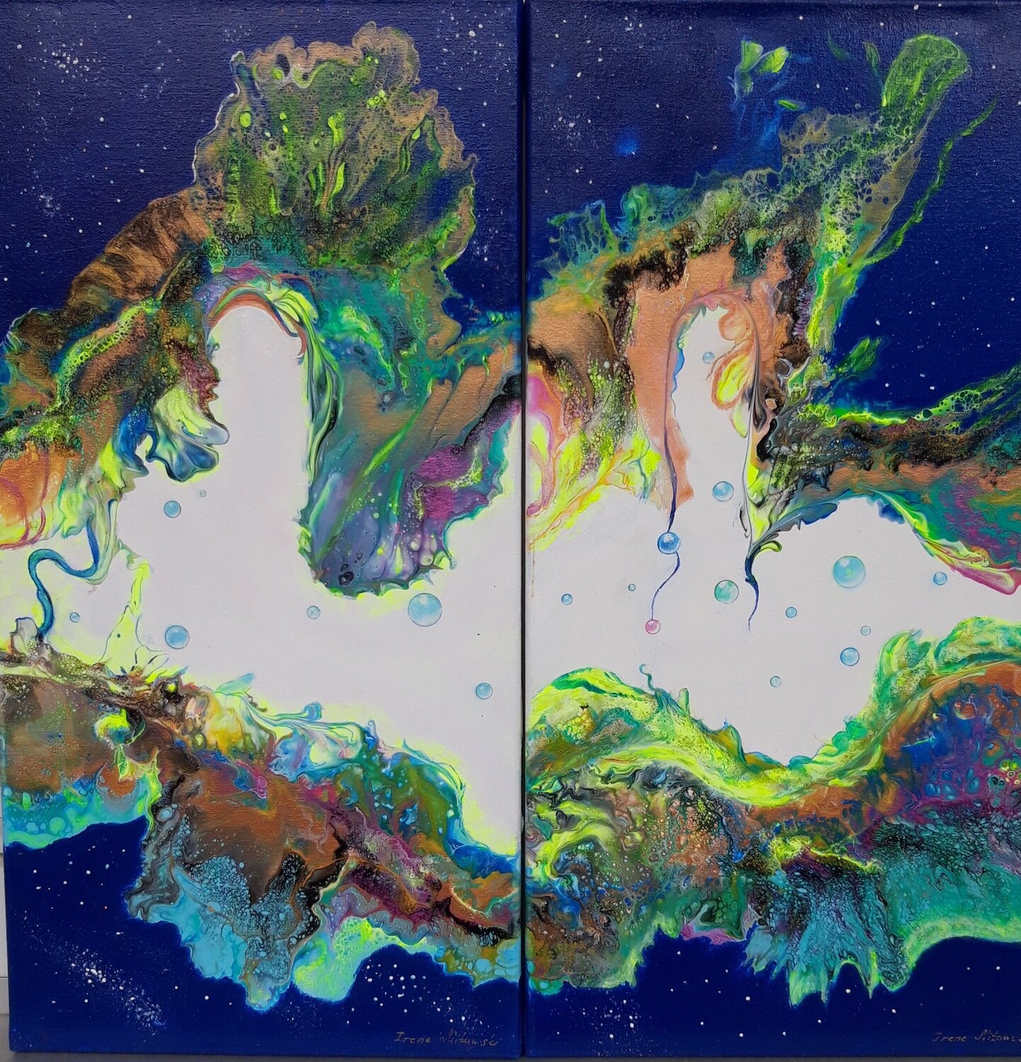 Diptychon "Ozean" Irene Mitawski Original painting for sale