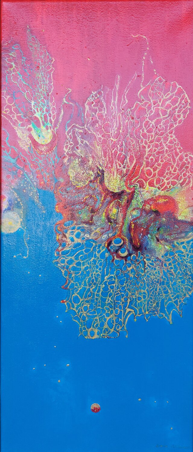 Abstrakt Rot-Gold-Blau Irene Mitawski Original painting for sale