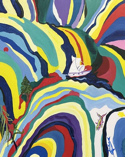 fields and mountains are like seas and oceans by Aleksey Ovsyannikov, Painting for Sale on Select