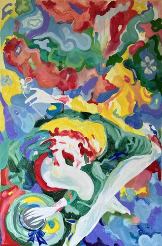 Where would you wish to draw your final breath, when your hour arrives? Amid the wildflower's silken embrace. by Aleksey Ovsyannikov, Painting for Sale on Select