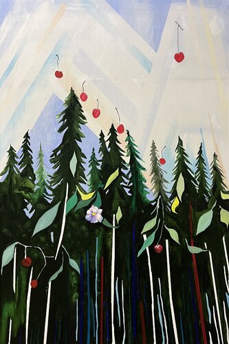 Cherry sky by Aleksey Ovsyannikov, Painting for Sale on Select