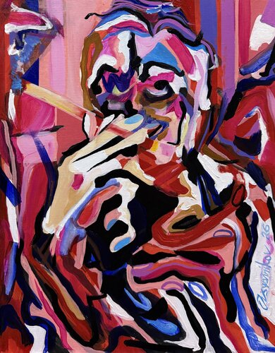 Smoking, At Night Is Beneficial . by Aleksey Ovsyannikov, Painting for Sale on Select