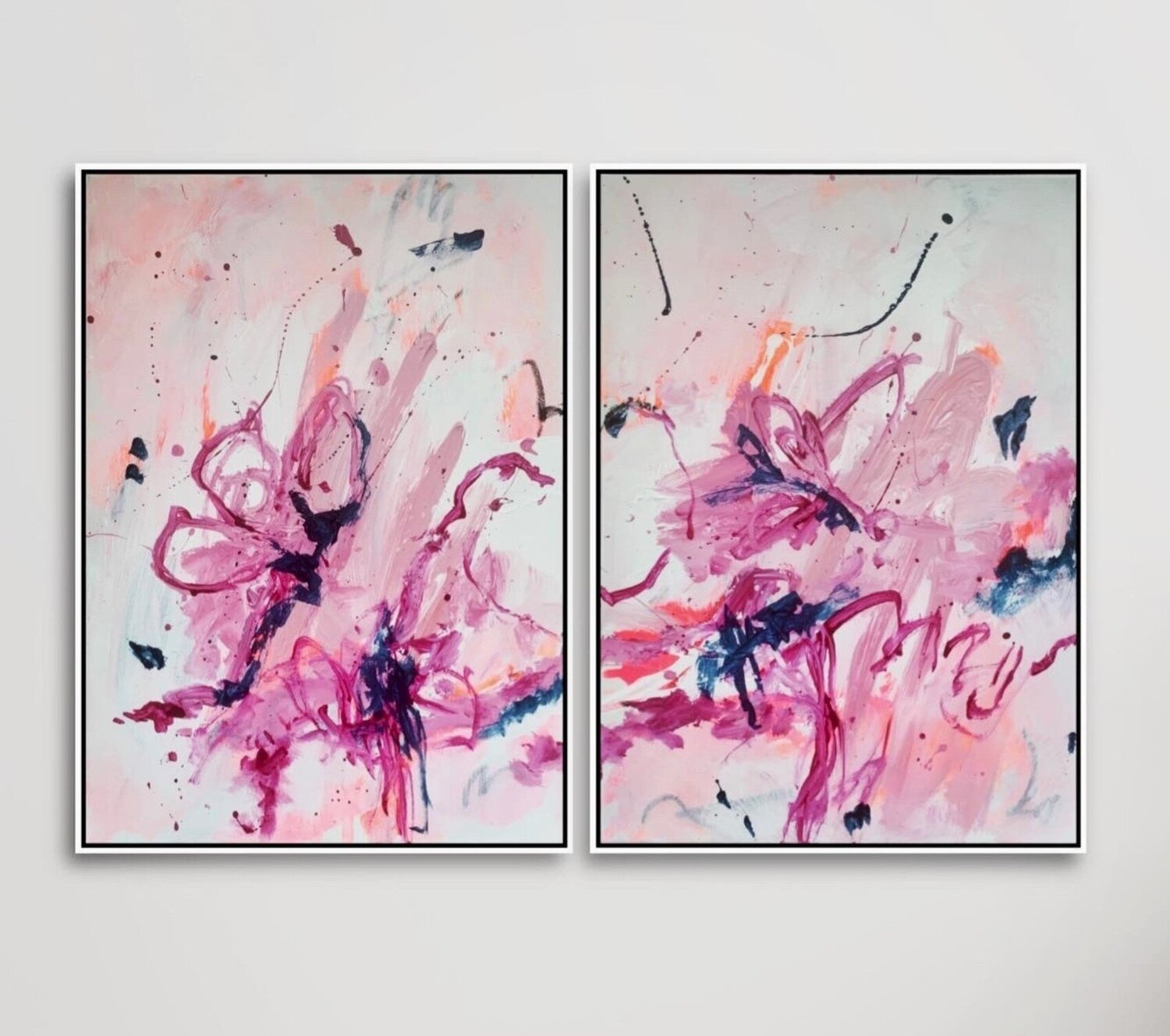 Diptychon in pink Martina Furk Original painting for sale