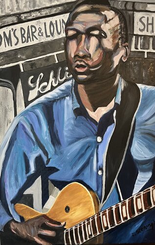 Blues vor Tom‘s Bar by Reiner Stening, Painting for Sale on Select