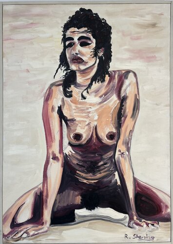 Nackte Frau im Sand by Reiner Stening, Painting for Sale on Select