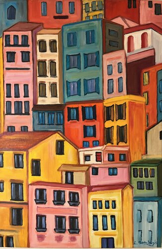 Mediterrane Stadt 2 by Reiner Stening, Painting for Sale on Select