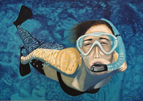 Die Taucherin 2 by Reiner Stening, Painting for Sale on Select