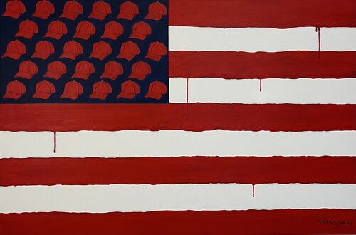 „Caps and Stripes“ by Reiner Stening, Painting for Sale on Select