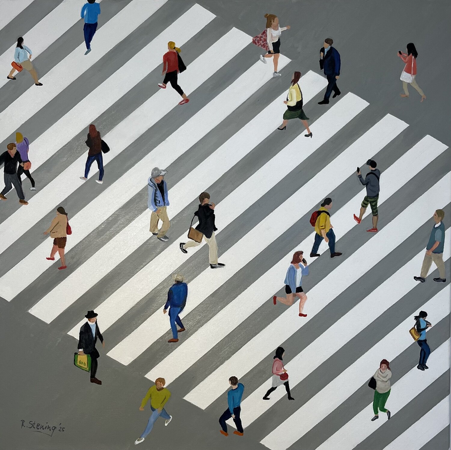 Menschen unterwegs 3 Reiner Stening Original painting for sale