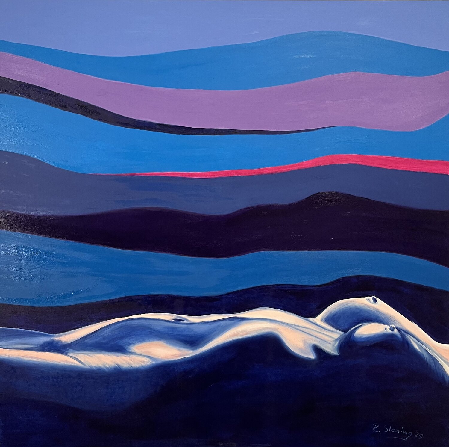 „Fantasie in blau“ Reiner Stening Original painting for sale
