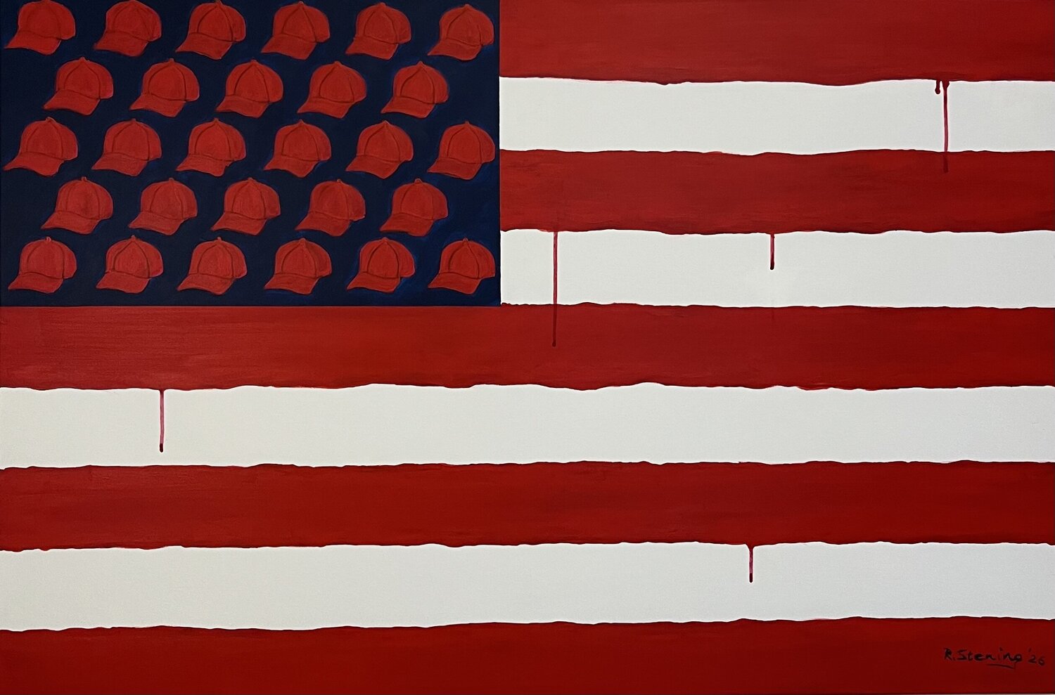 „Caps and Stripes“ Reiner Stening Original painting for sale