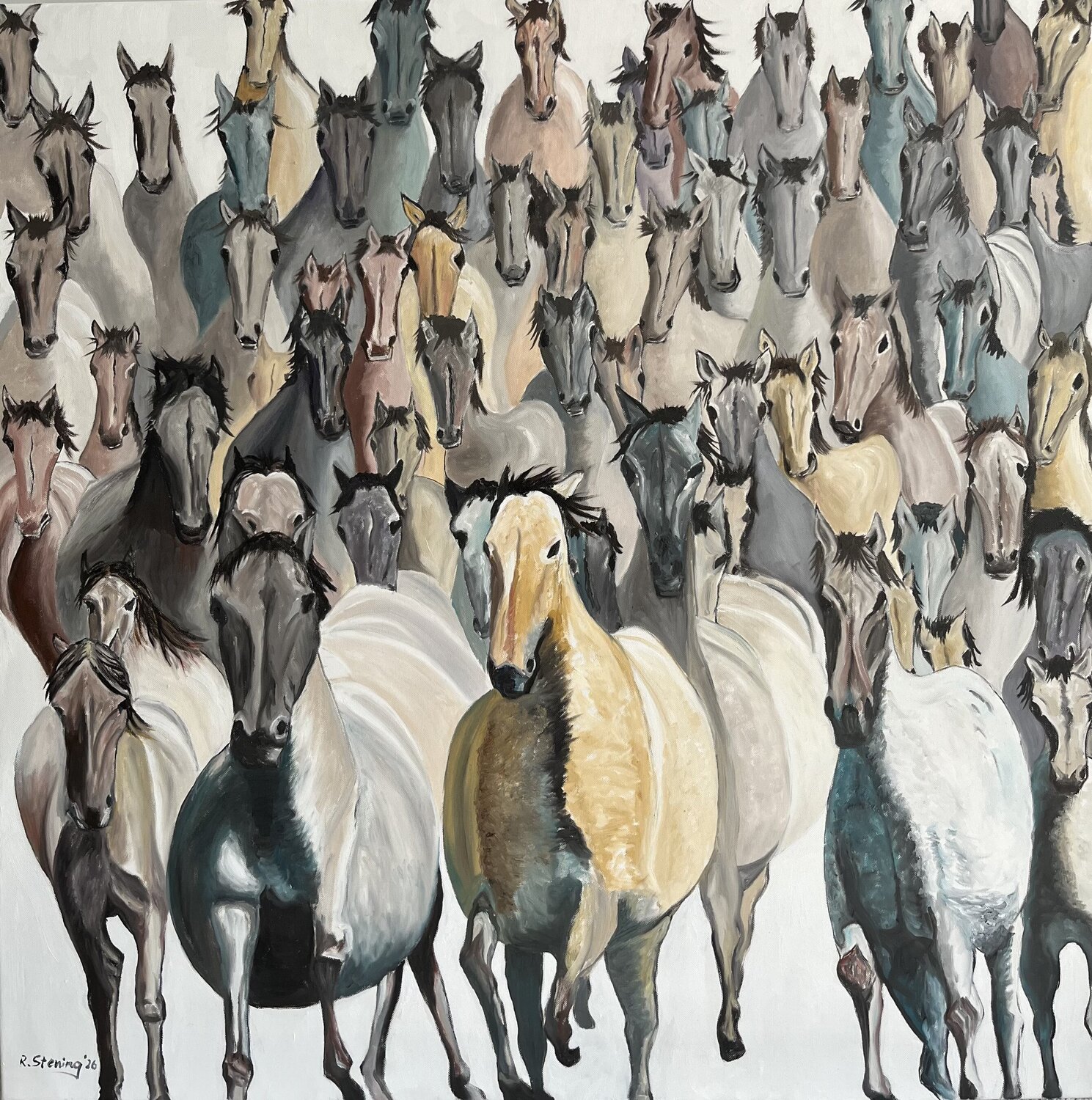 „Wildpferde“ Reiner Stening Original painting for sale