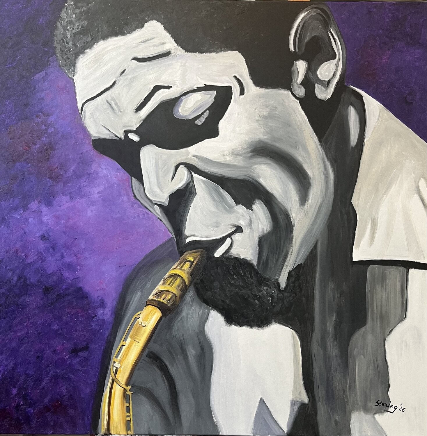 „Jazzmusiker 3“ Reiner Stening Original painting for sale