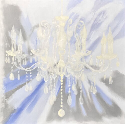 CHANDELIER weiß-hellblau by Sabine Hemming, Painting for Sale on Select