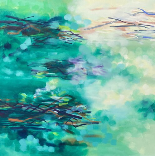 GREEN EYES Lichtpunkte by Sabine Hemming, Painting for Sale on Select