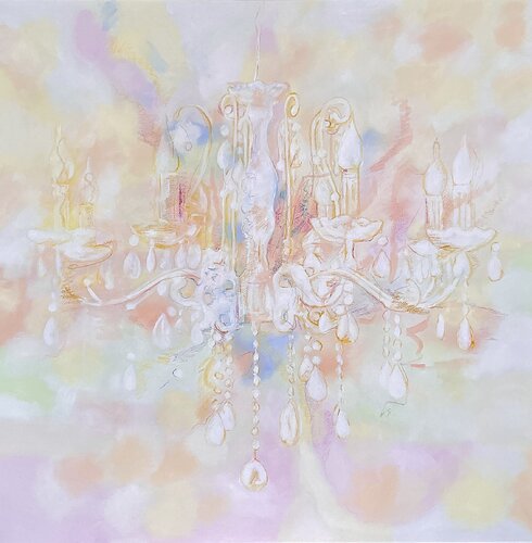 CHANDELIER "Luxury pastel extra 1" by Sabine Hemming, Painting for Sale on Select