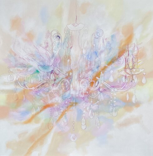 CHANDELIER "Luxury pastel extra 2" by Sabine Hemming, Painting for Sale on Select