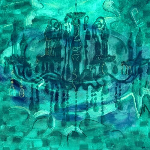 CHANDELIER grün blau by Sabine Hemming, Painting for Sale on Select