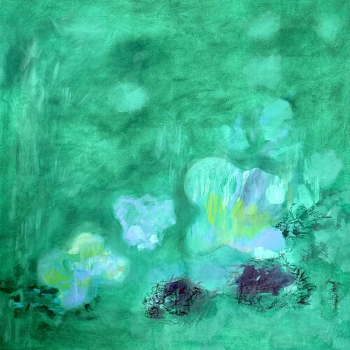 GREEN EYES blossom blue by Sabine Hemming, Painting for Sale on Select