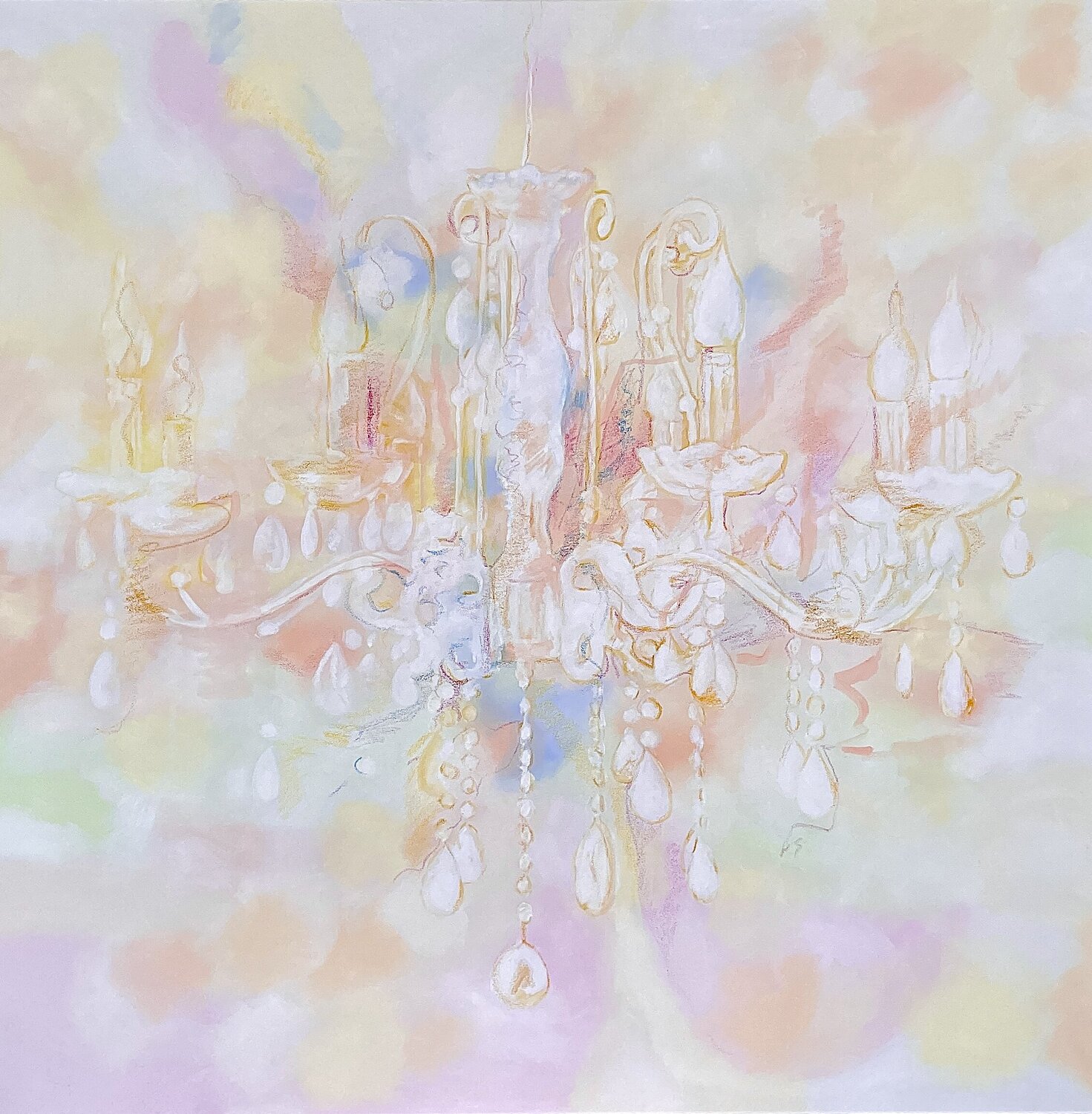 CHANDELIER "Luxury pastel extra 1" Sabine Hemming Original painting for sale