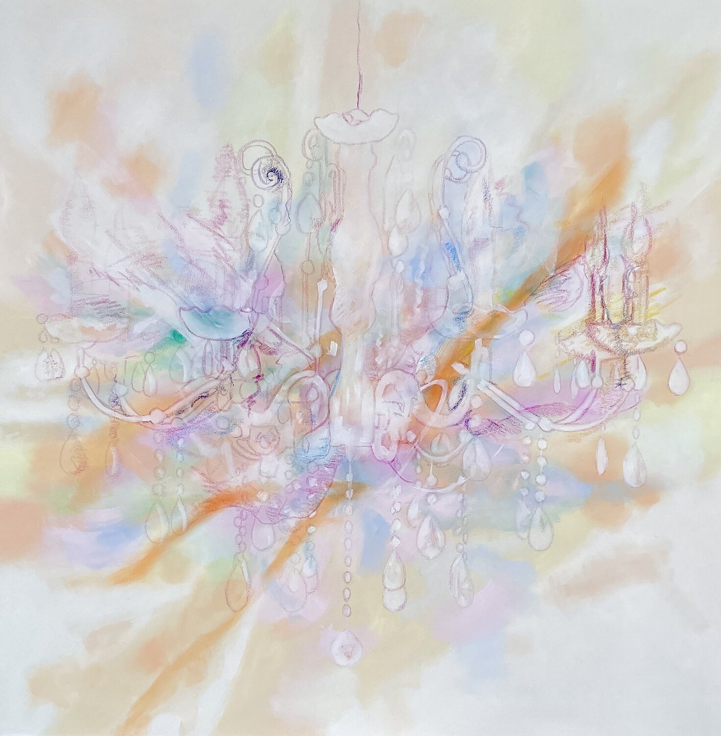 CHANDELIER "Luxury pastel extra 2" Sabine Hemming Original painting for sale