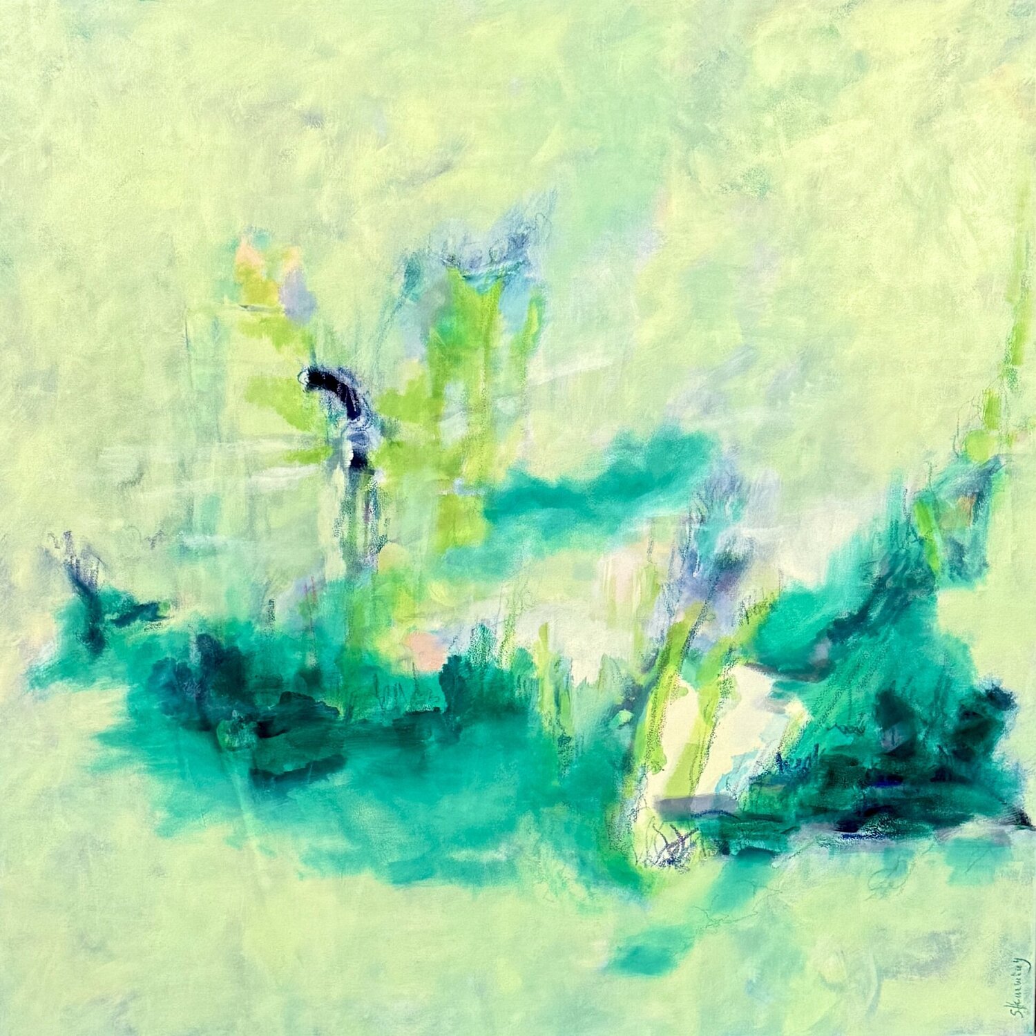 GREEN EYES morning mood 2 Sabine Hemming Original painting for sale